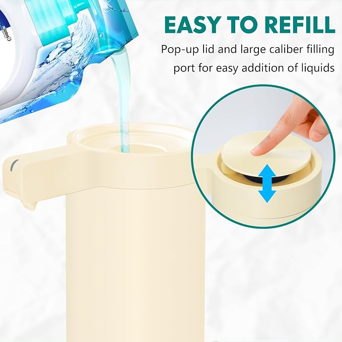 Automatic Soap Dispenser Stainless Steel with Sensor Infrared Soap Dispenser Electric IPX5 Waterproof USB-C Charging Motion Sensor for Kitchen & Bathroom (Champagne)