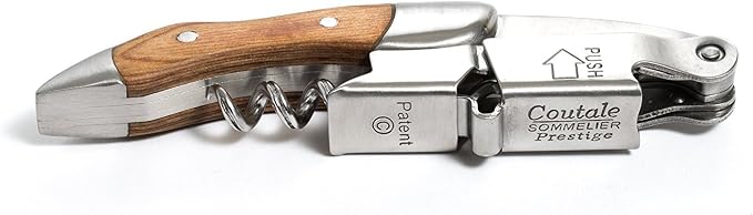Prestige Waiters Corkscrew By Coutale Sommelier - Naturalwood - Handmade and Sustainable Pinewood Crate - French Patented Spring-Loaded Double Lever Wine Bottle Opener for Bartenders and Gifts