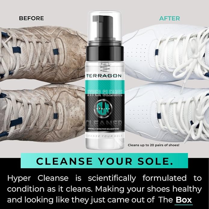 Terragon Kinetic Cleanse Shoe Cleaning Kit with Electric Shoe Cleaner Brush - Hyper Cleanse Remove Tough Stains from Leather, Nubuck, Fabric Shoes - Bonus Shoe Cube for Soles, Color-safe, Solvent-free