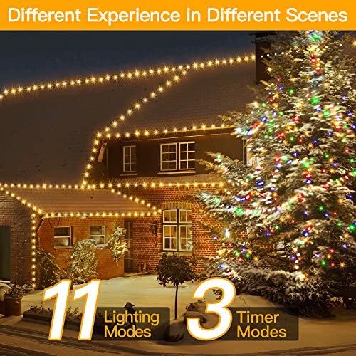 Ollny Christmas Lights 800LED 262FT, IP67 Waterproof Warm White&Multicolor