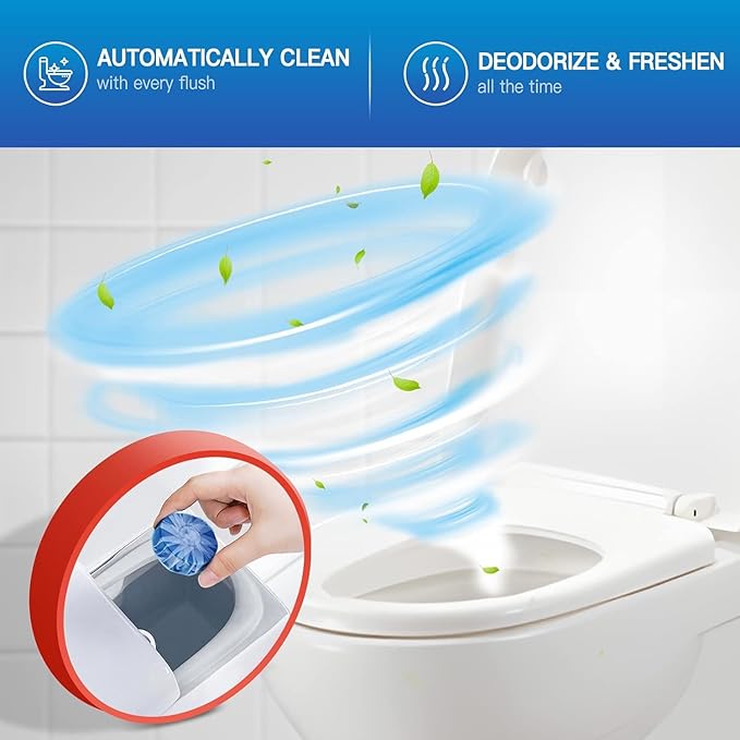 Vacplus Automatic Toilet Bowl Cleaner Tablets, Drop-In Tank Cleaner for Bathroom, Prevent Stains & Deodorize, Long-Lasting Cleaning Tabs, Easy-Use Freshener for Bowl & Tank, 100 Pack