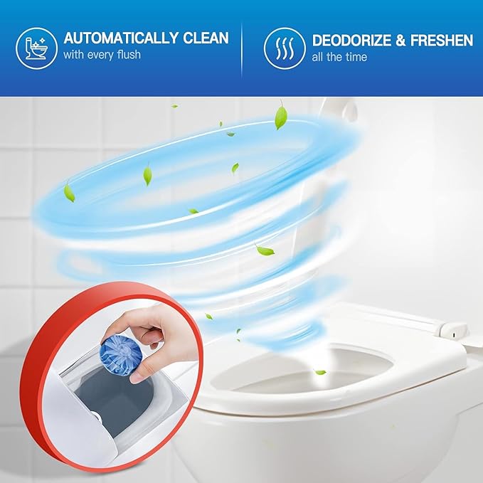 Vacplus Automatic Toilet Bowl Cleaner Tablets, Drop-In Tank Cleaner for Bathroom, Prevent Stains & Deodorize, Long-Lasting Cleaning Tabs, Easy-Use Freshener for Bowl & Tank, 50 Pack