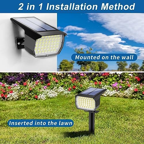 WENATY Solar Spot Lights Outdoor Waterproof Spotlight 2 Pack Cool White