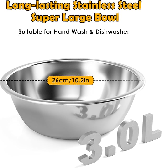 ADENGL 0.8 Gallon Elevated Dog Water Bowl for Medium Dog, 4-Height Adjustable (8–12.2'') Raised Stainless Steel Bowl with Spill-Proof Mat & Sturdy Metal Stand, Easy-Clean Feeder for Indoor/Outdoor Use