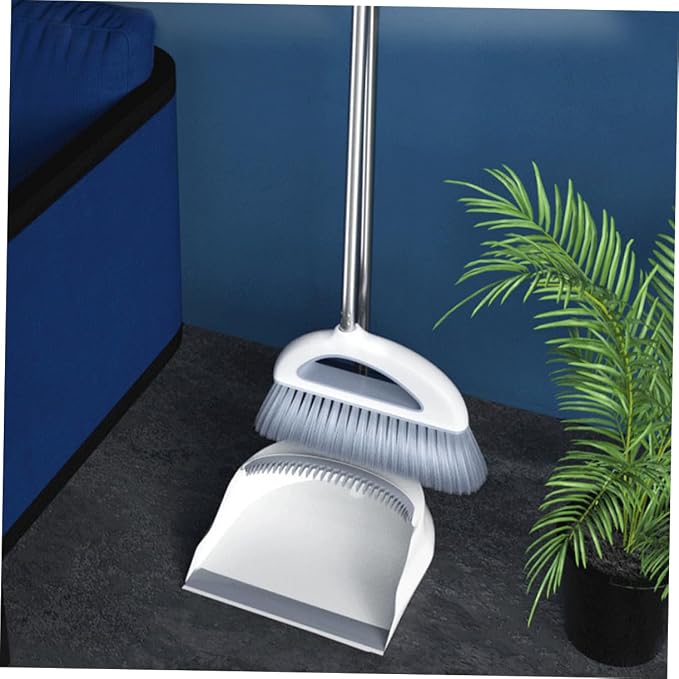 1set Broom and Dustpan for Home Ergonomic Handle Lightweight Hair Broom for Indoor Outdoor Cleaning for Sidewalks Garages Workshops and More