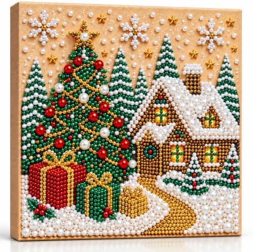 Diamond and Pearl Art Kits for Adults, Christmas Decorations, Framed Decor