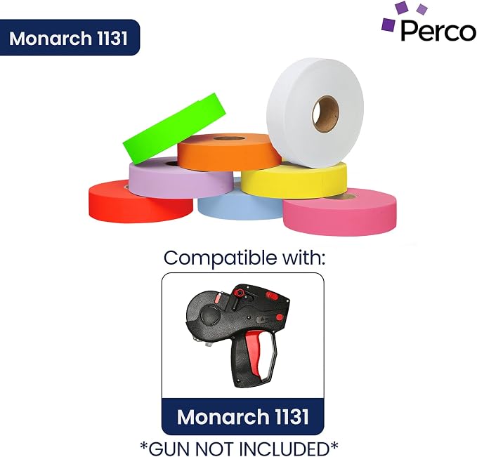 Pricing Labels for Monarch 1131 Multicolored - Includes White, Yellow, Blue, Lavender & Fluorescent Colors (Red Green Pink Orange) - 20,000 Labels w/ 8 Rolls Value Pack, 1 Sleeve - Made in USA