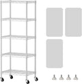 SINGAYE 5 Shelves Storage Shelf Wire Shelving Unit Metal Adjustable Wheels | Small Shelf Storage with Wheels Organizers Closet Unit for Bathroom Laundry Room Kitchen Pantry11.5D x 17.5W x 57H White