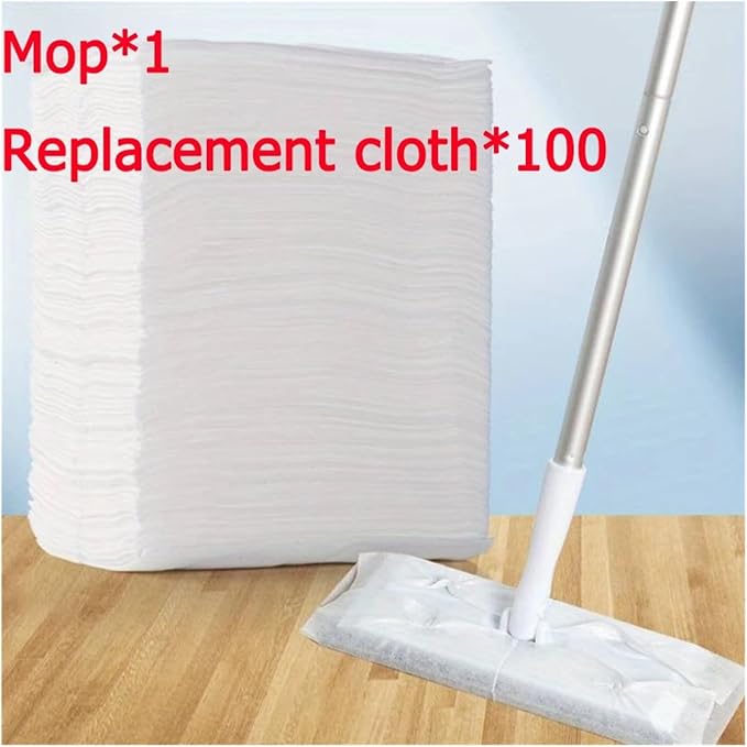 Household Electrostatic Precipitator Paper Disposable Cloth Mop Replacement Head For Cleaning Pet Hair And Dust(1mop-100cloth)