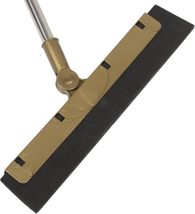 HEMOTON Broom and Dustpan Set with Cleaning Scraper, 3pcs Gold Household Sweeping Kit for Home Floor and Carpet Cleaning