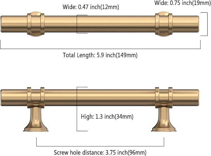Asidrama 10 Pack 3.75 Inch(96mm) Champagne Bronze Kitchen Cabinet Handles, Cabinet Pulls Kitchen Cabinet Hardware Cupboard Handles Drawer Pulls
