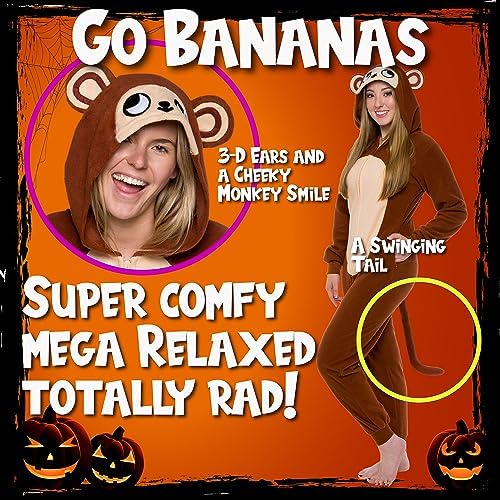 Funziez! Slim Fit Adult Onesie - Animal Costume - Plush Unisex Halloween One Piece Cosplay Suit for Women and Men