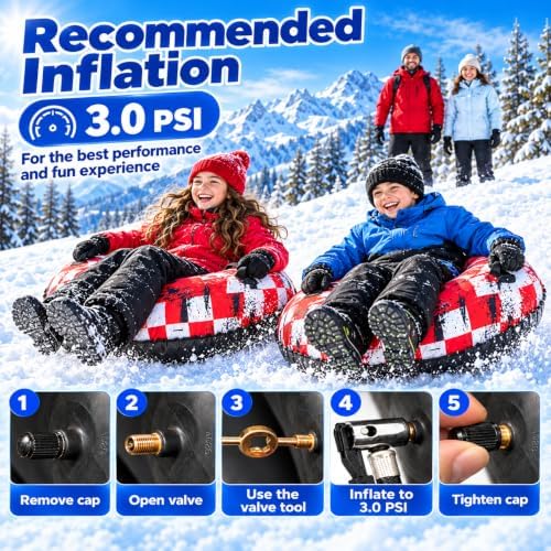 MOPHOTO Snow Tube, 39"/42" Heavy Duty Inflatable Snow Tube, Supports 550lbs