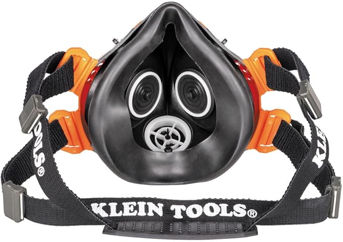 Klein Tools 60552 Reusable P100 Half-Mask Respirator with Replaceable Filters for Dust, Metal Fumes, and Oil Mist, M/L