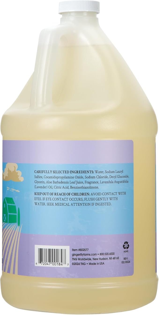 Ginger Lily Farms Botanicals Plant-Based Liquid Dish Soap, Concentrated Formula with Max Grease Cleaning Power, Cruelty-Free, Lavender Chamomile Scent, 1 Gallon (Pack of 4)