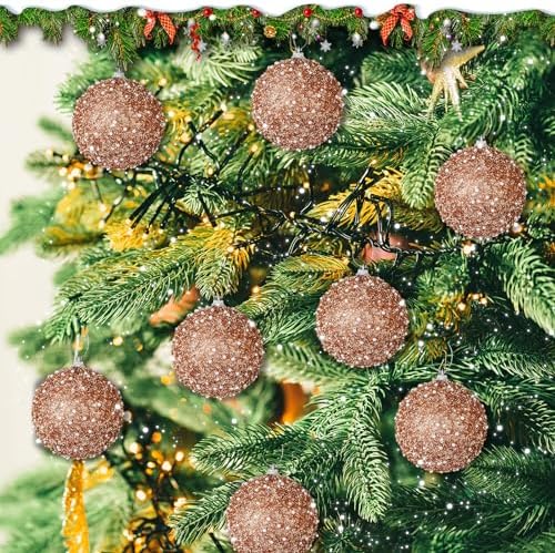 Lyrow 24 Pcs 4" Christmas Ball, Rose Gold