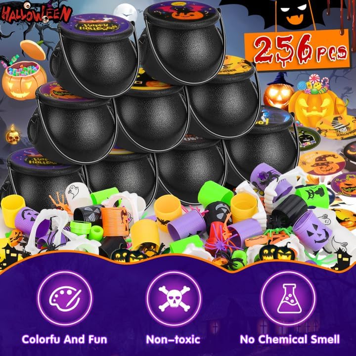 256 PCS Halloween Party Favors, Mini Witches Cauldron, Bulk Halloween Toys