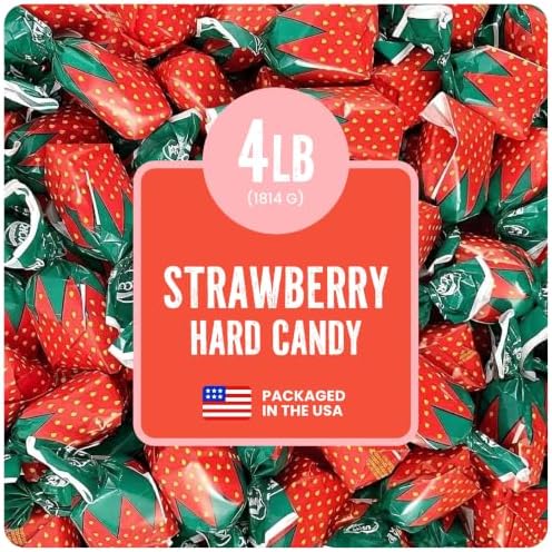 Strawberry Hard Candy Individually Wrapped by Cambie - 4 lbs of Hard Candy