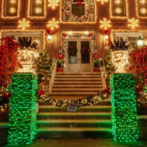TW SHINE Green Christmas Lights, 200 LED 66FT Outdoor Christmas Lights Plug in with 8 Modes, Waterproof Green Wire St. Patrick's Day Light Outdoor, Indoor Xmas Decorations for Party Yard Room Decor