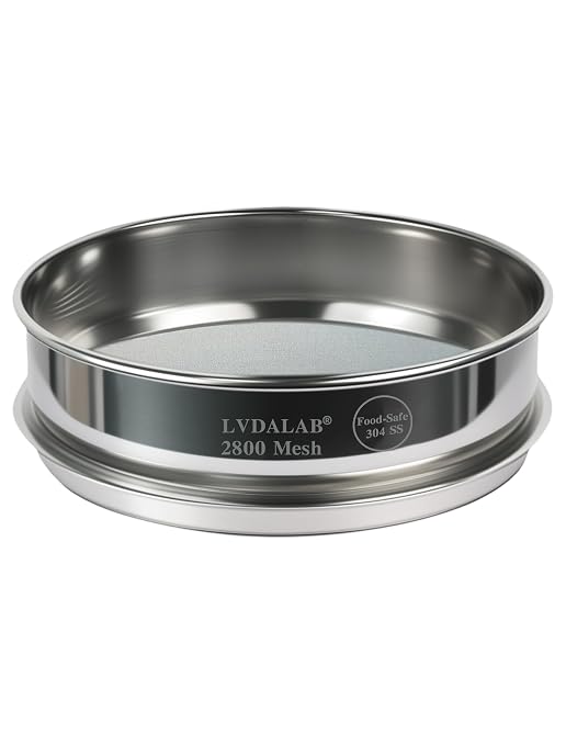 All 304 Stainless Steel 2800 Mesh Test Sieve (0.001mm Aperture), 8 Inch/20cm Diameter, Ultra Fine Micron Filter, Highest Precision Lab Analysis Sifter for Research