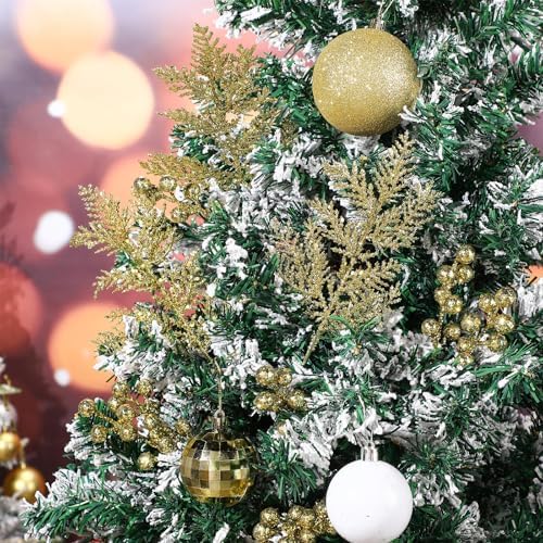 Sratte 94 Pcs Christmas Tree Ornaments Decoration Set, White, Gold