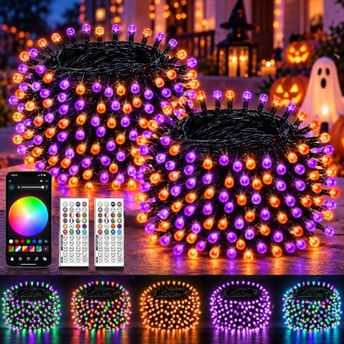 2Pack 400LED Smart Color Changing String Lights Halloween Lights App Remote
