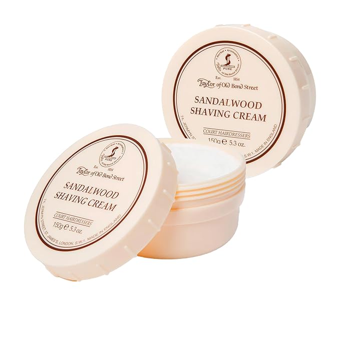 Taylor of Old Bond Street Sandalwood Fragrance Shaving Cream Bowl 150g (2-Pack) – Rich Lather for Traditional Shaving