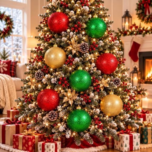 Deekin 8 Pack Large Christmas Ornaments Ball, 6 Inch Oversized Jumbo Balls
