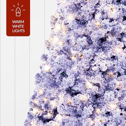 Best Choice Products Pre-Lit Lavender Christmas Tree, 9ft Artificial Flocked Full Fir Tree, Holiday Decoration w/ 900 Lights, 2,094 Branch Tips