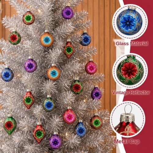 40Pcs Vintage Glass Christmas Ornaments Bulk Mini Reflector Ball