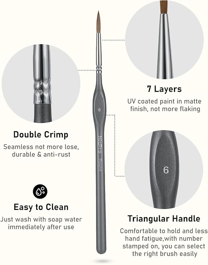 Nicpro Kolinsky Sable Miniature Paint Brushes, 11PCS Fine Detail Paint Brushes for Acrylic Watercolor, Models, Small Fine Detail Paint Brush Set for Mini Paints - Thin Artist Kit with Nylon Holder