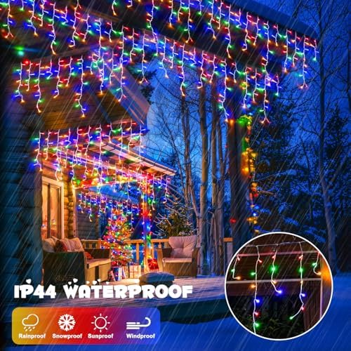 JMEXSUSS 800 LED Christmas Icicle Lights Outdoor Plug in