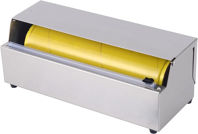 12 Inch Plastic Wrap Dispenser with Cutter - Drop-in Stainless Steel Foil Organizer Fits 12 Inch Rolls, Space-Saving Cling Film Holder for Home Kitchen and Small Bakery
