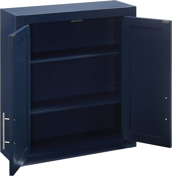 Crosley Furniture Savannah Wall Mounted Bathroom Storage Medicine Cabinet with Shelves, Navy