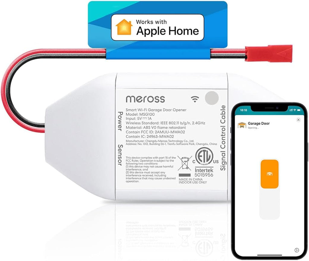 meross Smart Garage Door Opener Remote Work with HomeKit, Alexa and Google | Compatible with SmartThings, CarPlay, Siri, and Android, App and Voice Control, Auto Close, Easy to Install, No Hub Needed