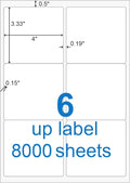 BESTEASY Sticker Labels Compatible Laser/Ink Jet Shipping Labels (8000 Sheets, 6 up-3-1/3 x 4")