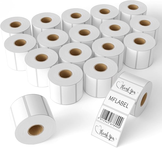 MFLABEL 2-1/4 x 1-1/4 Inch Direct Thermal Perforated Shipping Label, 2.25x1.25 inch Direct Thermal Labels for Barcodes Address，Perforated Shipping Labels (18 Rolls, 1000/Roll)