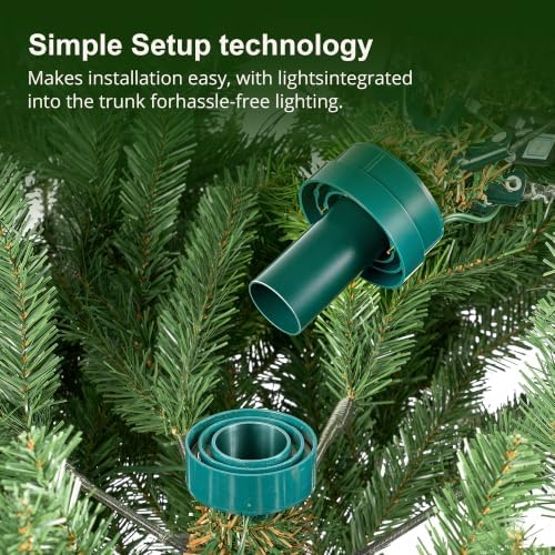 Glitzhome 11ft Prelit Artificial Christmas Tree, Pencil Christmas Tree Radiant Slim Evergreen with 4,205 Tips, 2,700 Warm White & Multi-Color Chasing and Twinkling Lights, 9 Light Modes, Easy Assembly