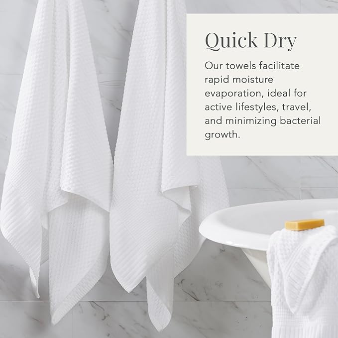 NY Loft 100% Cotton 2-Pack Oversized Bath Towel Set | White | Quick-Dry | Two Oversized 35" x 70" Bath Towels / Bath Sheets | Super Absorbent | Designer-Styled Texture