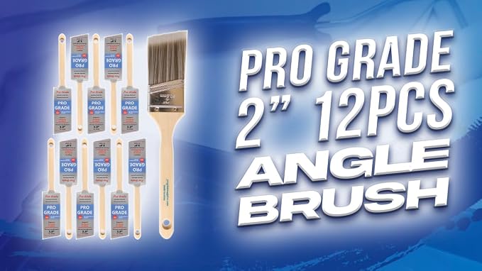 Pro Grade - Paint Brushes - 12Ea 2" Angle Brushes