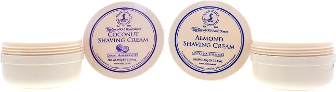 Taylor of Old Bond Street Shave Cream - 2 Pack 5.3 0z Each Choose Your Scents! (Almond and Coconut)