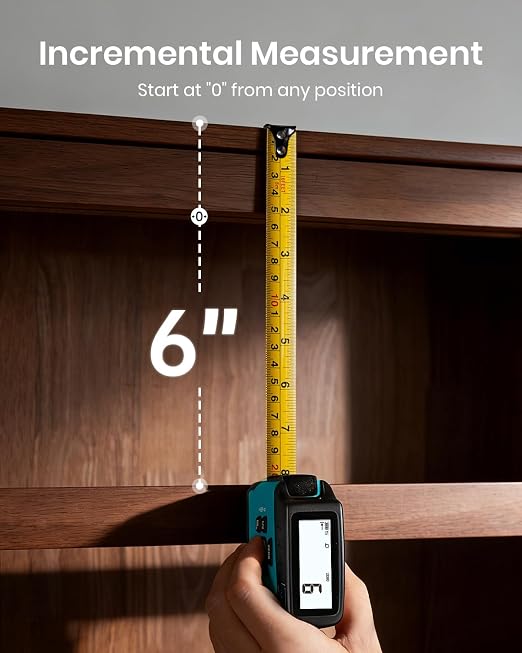 MILESEEY DT20 Digital Laser Tape Measure,131Ft Laser Distance Meter & 16Ft Digital Tape, Rechargeable, 1/16" Accuracy, Large Backlit Display, Ft/In/M/CM/MM Units, Area Volume for Home DIY Construction