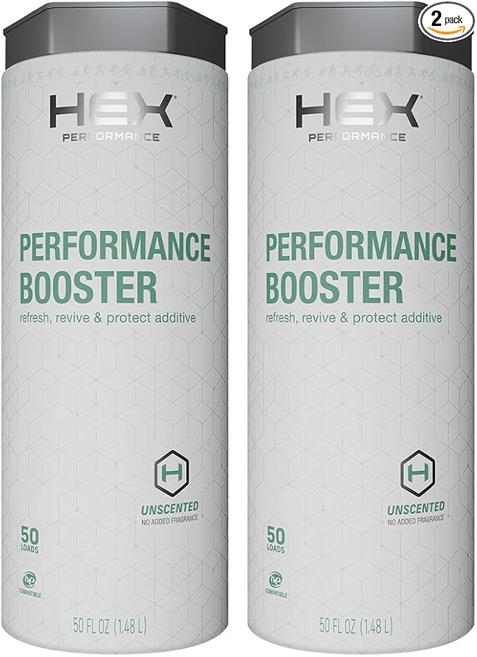 HEX Performance Fabric Booster, Unscented, 100 Loads (Pack of 2) – Activewear Fabric Conditioner Alternative for Softness, Stretch & Odor Control, Sensitive Skin Safe, HE Compatible, Eco-Friendly