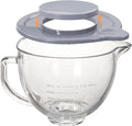 XINBOOG 5QT Glass Bowl Compatible with KitchenAid 4.5-5 QT Tilt Stand Mixer | 5Qt Glass Mixing Bowl Replacement with Lid, with Measurement Markings & Handle