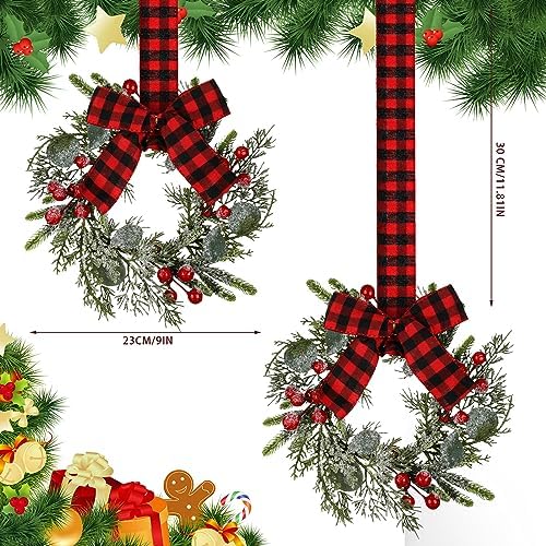 Syhood 2 Pcs 9 Inch Mini Christmas Red Berry Wreaths