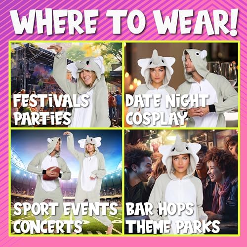 Funziez! Slim Fit Adult Onesie - Animal Costume - Plush Unisex Halloween One Piece Cosplay Suit for Women and Men