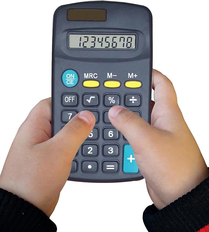 Basic Calculators for Students, Basic Calculator with Dual Power 8 Digit Small Pocket Size Handheld for Classroom Desktop Home (Black,Set of 5) | 8 Digit Dual Power Portable Pocket Size Desktop Handheld for Classroom Desktop Home