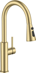 FORIOUS Kitchen Faucet with Pull Down Sprayer, High Arc Single Handle, Gold | Stainless Steel Single Lever Kitchen Sink Faucet 1 or 3 Hole, Suitable for Farmhouse, Camper, Laundry Room, Rv, Outdoor