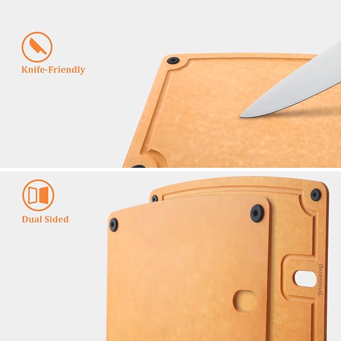 Large Cutting Boards for Kitchen Dishwasher - 2PC Cutting Board Set Double-Sided with Non-Slip Feet and Juice Groove Composite Chopping Board for Kitchen Knife Friendly XL(18.8")+L(14.5")