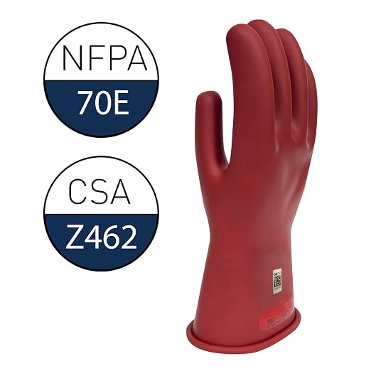 Enespro Class 0 Red Rubber Voltage Insulating Gloves, Max. Use Voltage 1000V AC/1500V DC, GC0R08